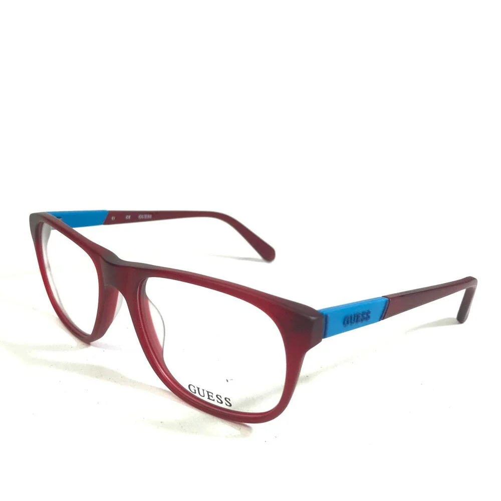 Guess Eyeglasses Frames GU1866 070 Blue Matte Red Square Full Rim 53-18-145
